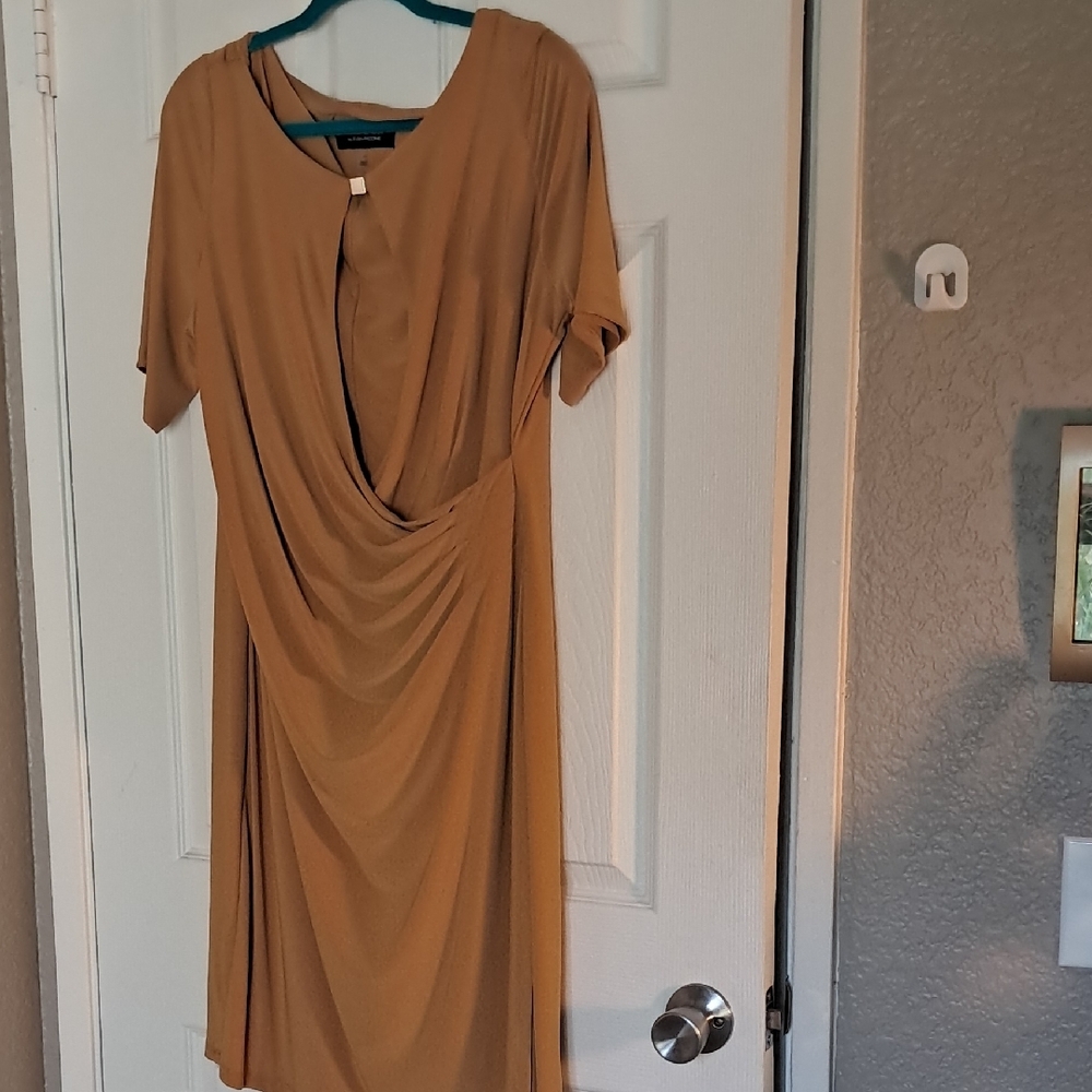 Elegant Tan Draped Dress